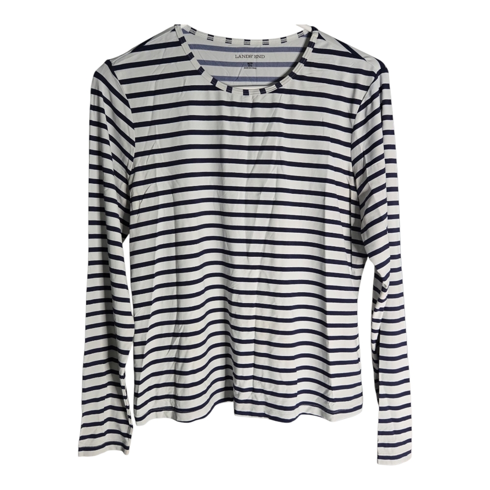 Lands' End Women's Navy Striped Top